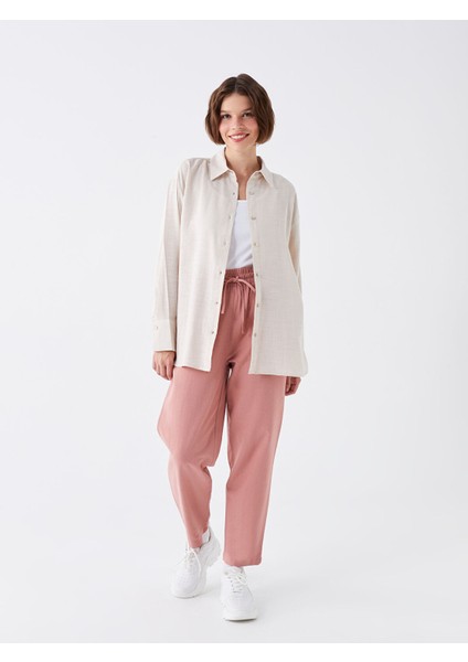 Yeni Sezon Beli Lastikli Düz Keten Karışımlı Kadın Pantolon fiyatları