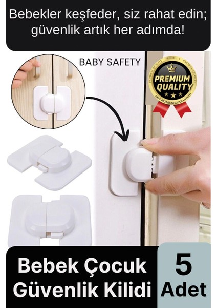 Özel Tasarım Buzdolabı Çekmece Pencere Dolap Sabitleyici 5 Adet Çocuk Bebek Koruyucu Güvenlik Kilidi