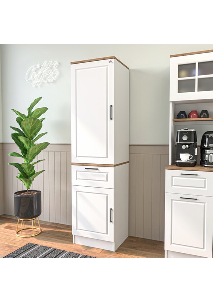 Çok Amaçlı Mutfak Erzak Dolabı Beyaz-Ahşap MTF_101 modelleri