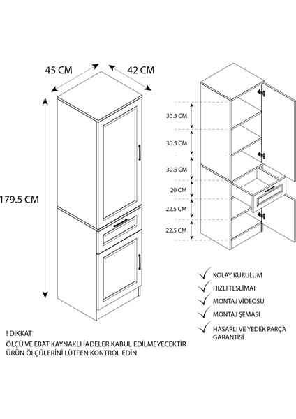 Çok Amaçlı Mutfak Erzak Dolabı Beyaz-Ahşap MTF_101 fırsatları