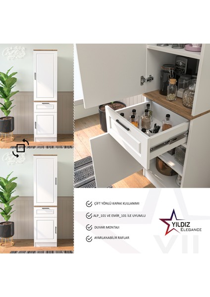 Çok Amaçlı Mutfak Erzak Dolabı Beyaz-Ahşap MTF_101 indirimleri