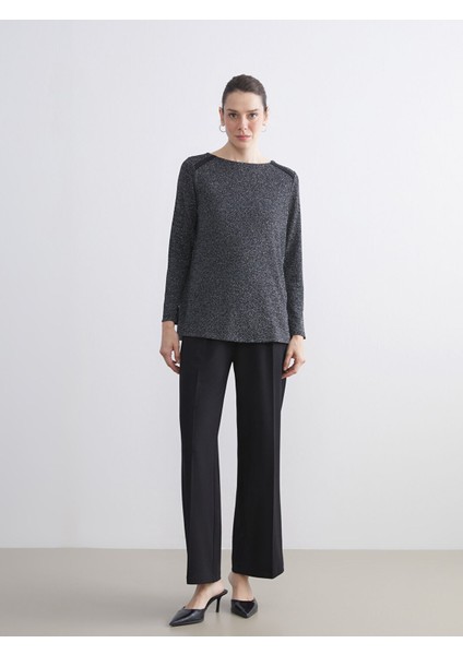 Yeni Sezon Bisiklet Yaka Parlak Görünümlü Bluz fiyatları