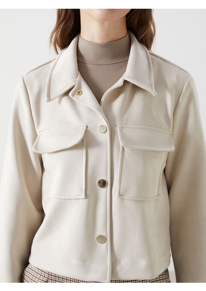 Yeni Sezon Gömlek Yaka Kadın Süet Görünümlü Ceket modelleri