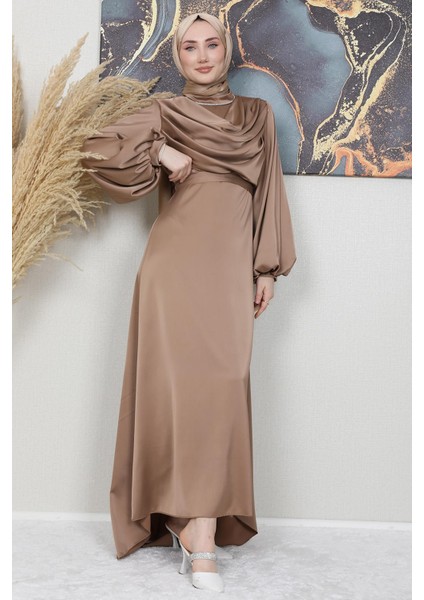 Kuyruklu Degaje Elbise Sütlükahve modelleri