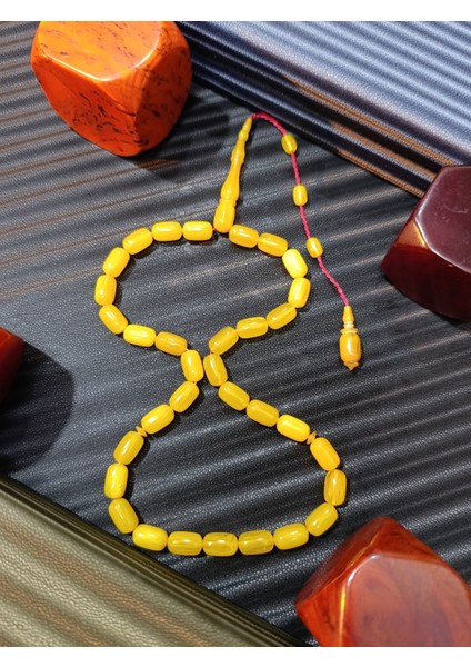 Sıkma Kehribar Tesbih – Sarı Renk, Kapsül Kesim