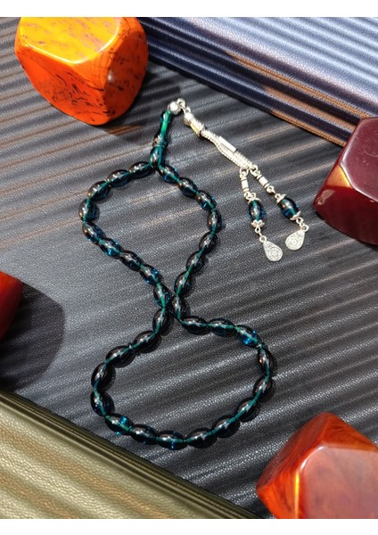 Ateş Kehribar Tesbih – Arpa Kesim