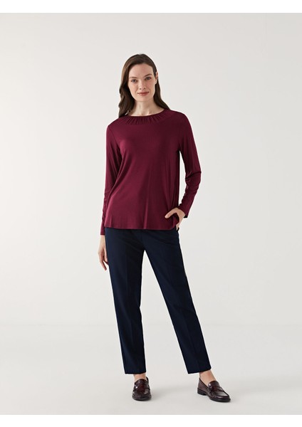 Yeni Sezon Bisiklet Yaka Düz Uzun Kollu Kadın Bluz fiyatları