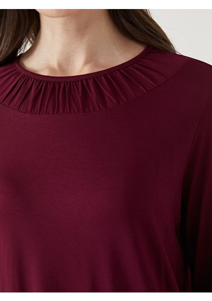 Yeni Sezon Bisiklet Yaka Düz Uzun Kollu Kadın Bluz modelleri