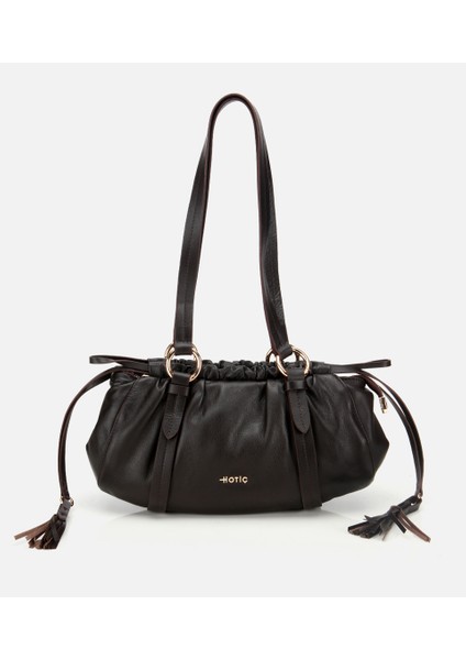 03CAH316710A480 KADIN Deri Kahverengi Yumuşak Dokulu Bowling Omuz Çantası