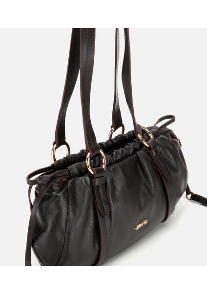 03CAH316710A480 KADIN Deri Kahverengi Yumuşak Dokulu Bowling Omuz Çantası fırsatları