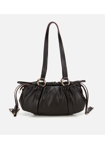 03CAH316710A480 KADIN Deri Kahverengi Yumuşak Dokulu Bowling Omuz Çantası