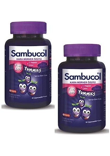 Sambucol Plus Kids Yummies Kara Mürver 60 Adet 2&apos;li