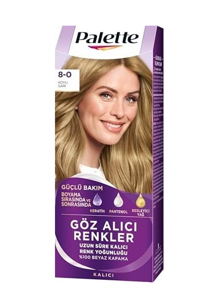 Palette Yoğun Göz Alıcı Renkler 8-0 Koyu Sarı Saç Boyası