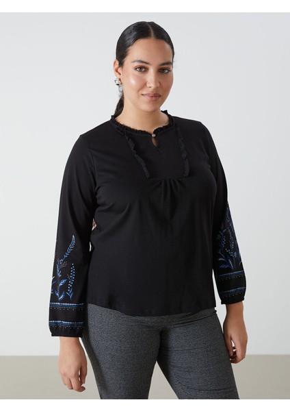 Yeni Sezon Bağlamalı Yaka Desenli Kadın Bluz fiyatları
