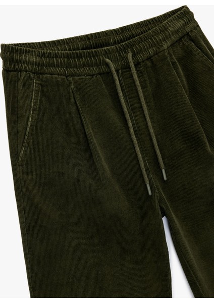 Pamuklu Cepli Bol Kalıp Beli Bağcıklı Fitilli Kadife Pantolon modelleri