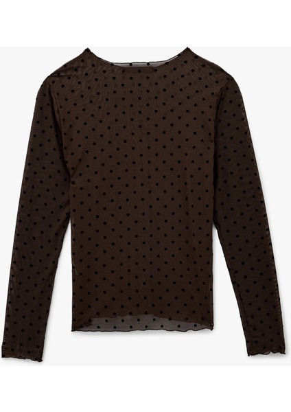 Yuvarlak Yaka Uzun Kollu Tül Puantiyeli Tişört fiyatları