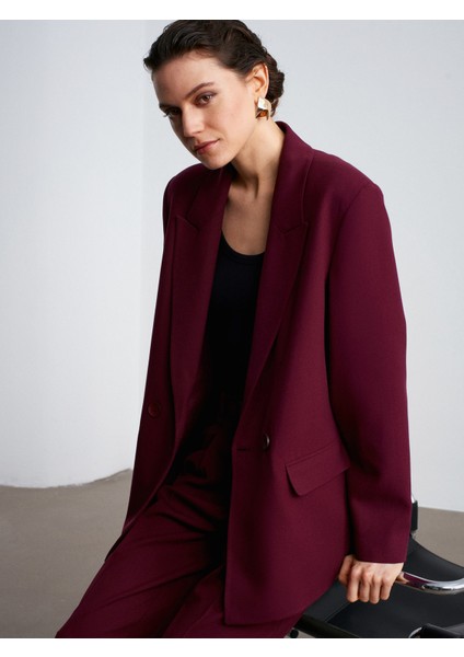 60767 Blazer Ceket-Bordo