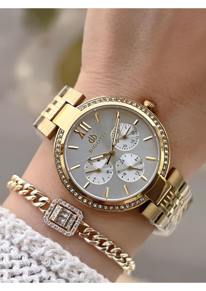 Çelik Kordon 2 Yıl Garantili 3 Atm Suya Dayanıklı Spor Kadın Kol Saati+Bileklik YBG.10661.3