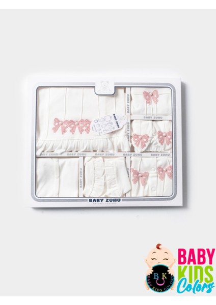 Kutulu - Kız Yenidoğan Kıyafetleri 10'lu Hastane Çıkış Setleri Incili %100 Pamuk