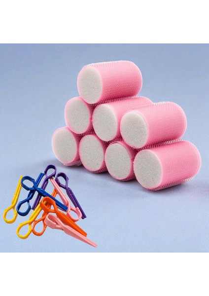 Croc 1207 Pembe Cırtlı Sünger Bigudi 8li Çap 4cm + 10LU Plastik Saç Pensi fiyatları