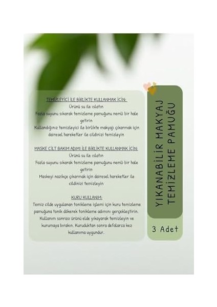 Hatish Yıkanabilir Makyaj Temizleme Pamuğu 3 Adet Beyaz, Siyah, Kahve fiyatları