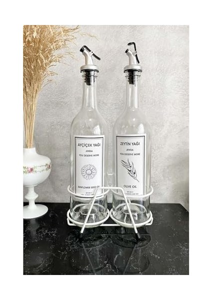 Beyaz Akıtıcılı Şeffaf 750 ml Beyaz Etiketli Yağlık Yağdanlık fiyatları