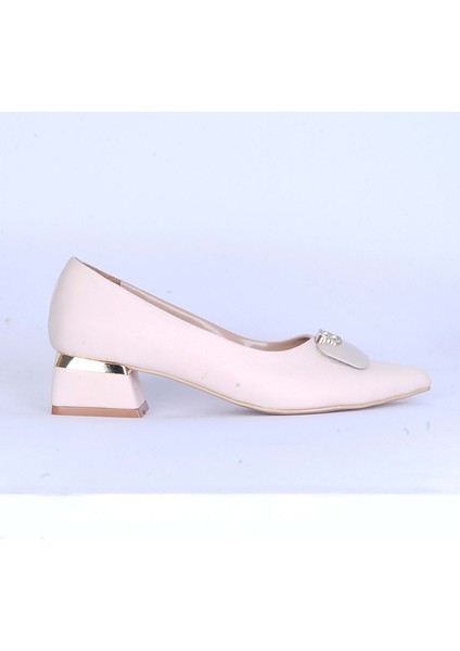 Moda Ayakkabı 170 Krem Süet Kadın 5cm Topuklu Ayakkabı