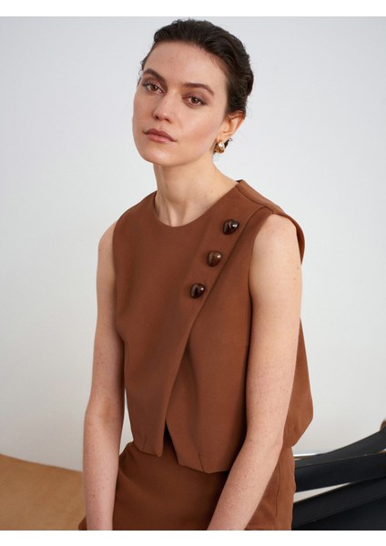 60601 Taş Aksesuarlı Top-Camel