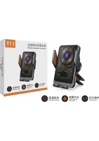 Xiaomi 15 Uyumlu T11 Otomatik Açılıp Kapanan Kablosuz Hızlı Şarjlı Araç Telefon Tutucu fiyatları