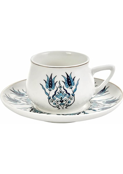 153.01.01.3803 Iznik Yeni Form 6 Kişilik Kahve Fincanı, Beyaz