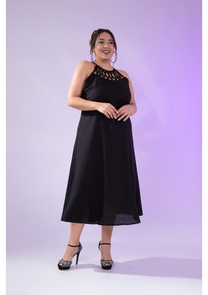 Kadın Büyük Beden Siyah Elbise