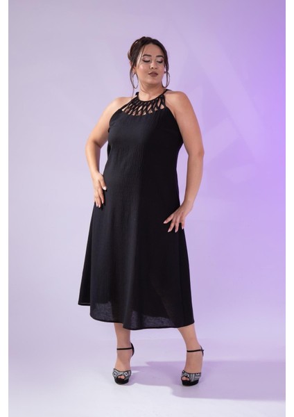 Kadın Büyük Beden Siyah Elbise