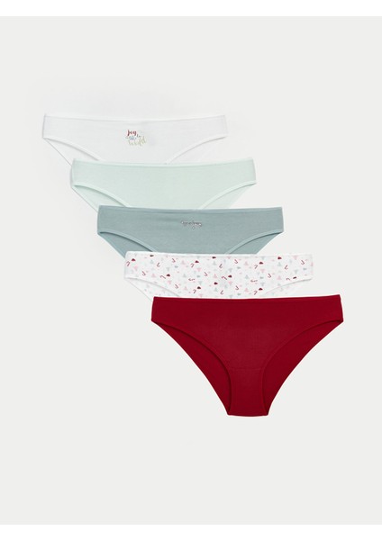 Yeni Sezon Yılbaşı Temalı Bikini Külot 5'li