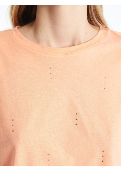 Yeni Sezon Bisiklet Yaka Taşlı Kadın Crop modelleri