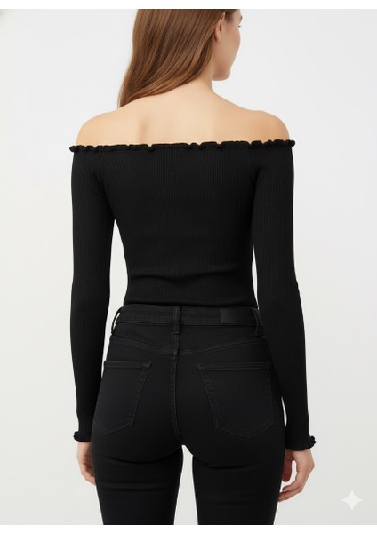 Kadın Omuzları Açık Triko Bluz 14960 modelleri