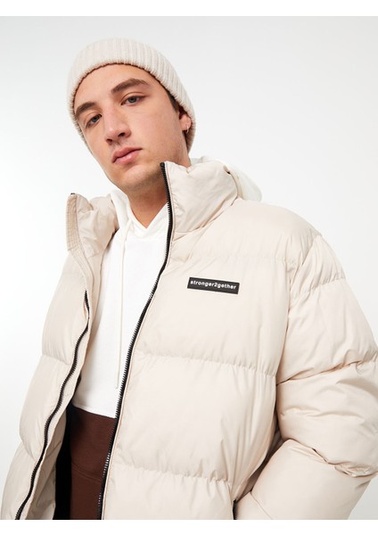 Yeni Sezon Standart Kalıp Dik Yaka Erkek Şişme Mont