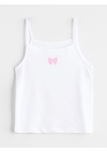 Yeni Sezon Kare Yaka Baskılı Kız Çocuk Atlet