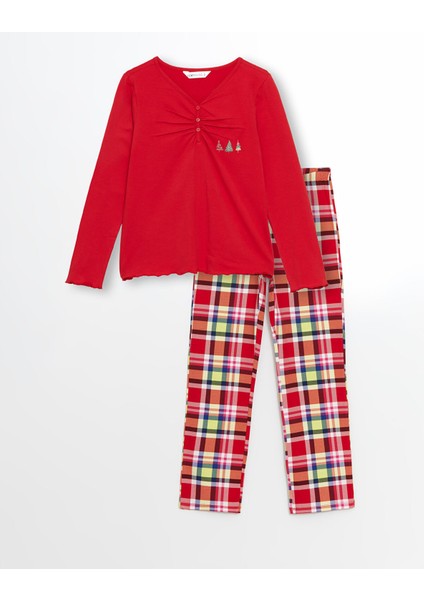 Yeni Sezon V Yaka Yılbaşı Temalı Kadın Pijama Takımı indirimleri