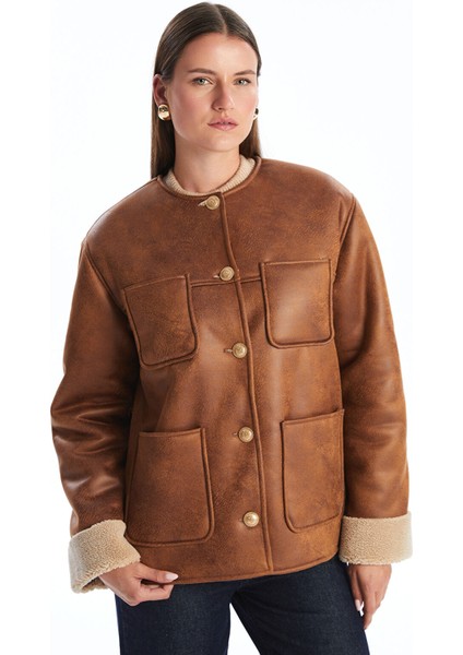 Yeni Sezon Bisiklet Yaka Kadın Süet Görünümlü Mont fiyatları