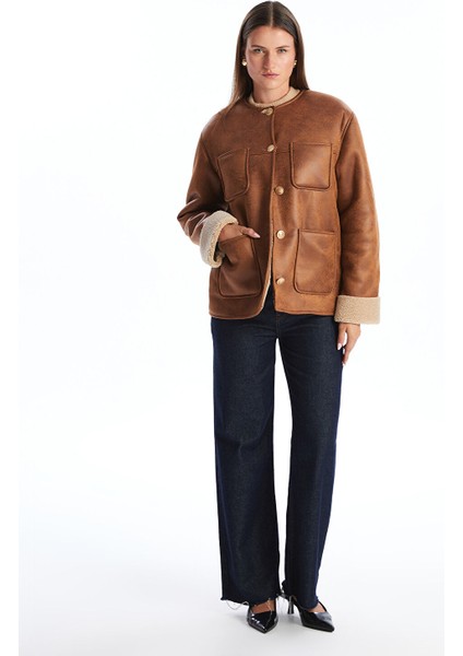 Yeni Sezon Bisiklet Yaka Kadın Süet Görünümlü Mont modelleri