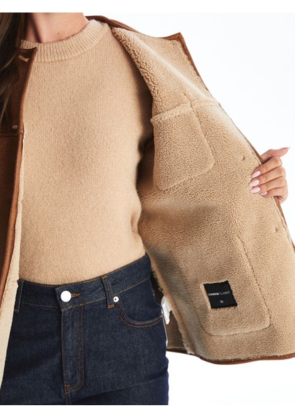 Yeni Sezon Bisiklet Yaka Kadın Süet Görünümlü Mont indirimleri