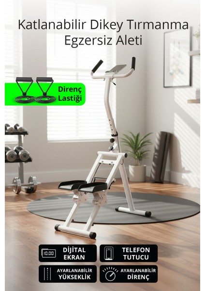 T-234 Katlanabilir Dikey Tırmanma Egzersiz Aleti / Dijital Ekran / Ayarlanabilir Yükseklik - Direnç