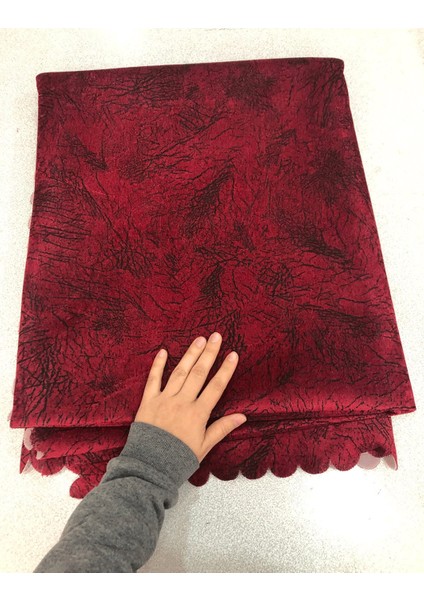 Koltuk Çekyat Örtüsü Bordo Damar Desenli Kaymaz Taban Süngerli Üst Kumaş Kadife