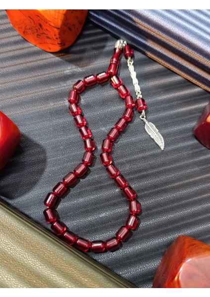 Çubuk Kehribar Tesbih – Bordo Renk, Kapsül Kesim