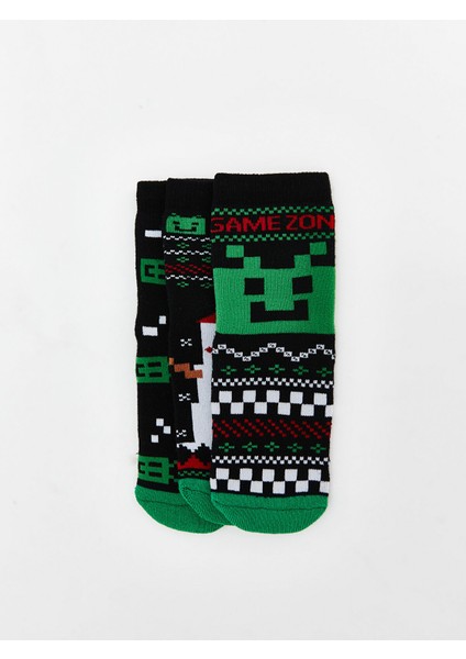 Yeni Sezon Yılbaşı Temalı Erkek Çocuk Havlu Soket Çorap 3'lü modelleri