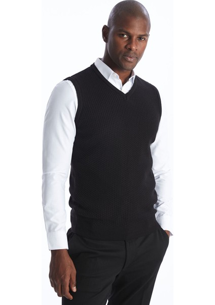 Yeni Sezon Standart Kalıp V Yaka Erkek Triko Süveter