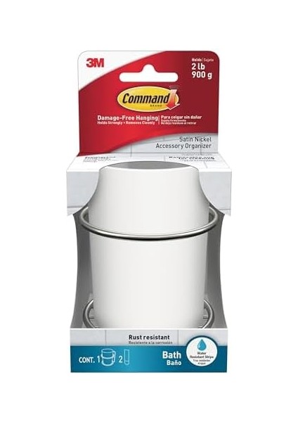 Command Diş Fırçası Kapları, Farklı Metal, Beyaz, 8.5 x 9.6 x 11.18 cm