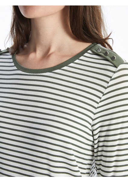 Yeni Sezon Bisiklet Yaka Çizgili Kadın Tişört modelleri