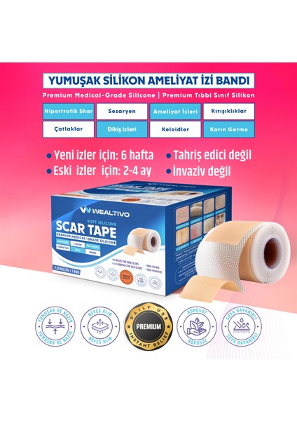 Silikon Yara Izi Bandı 2,5 M Skar Azaltıcı Soft Medikal Silikon Bant – Ameliyat/sezaryen/yanık/akne Izleri Için fiyatları