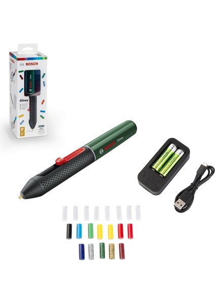 And Akülü Tutkal Tabancası, Evergreen (20 Tutkal Çubuğu, Yeşil, Karton Kutu)